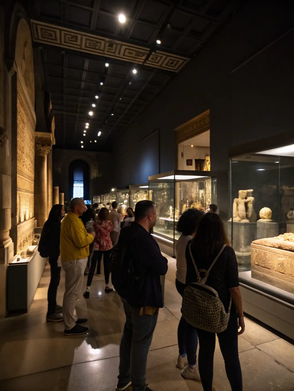 A captivating photo of a guided tour group exploring a maritime museum exhibit, led by a knowledgeable guide from ASSOCIATION MARIE CHRISTINE III.